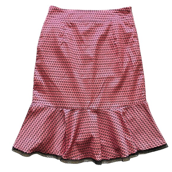 Beulah Style Button Blouse & Mermaid Skirt Pink Black Lace Ruffle Trim Set Sz M - Picture 6 of 16